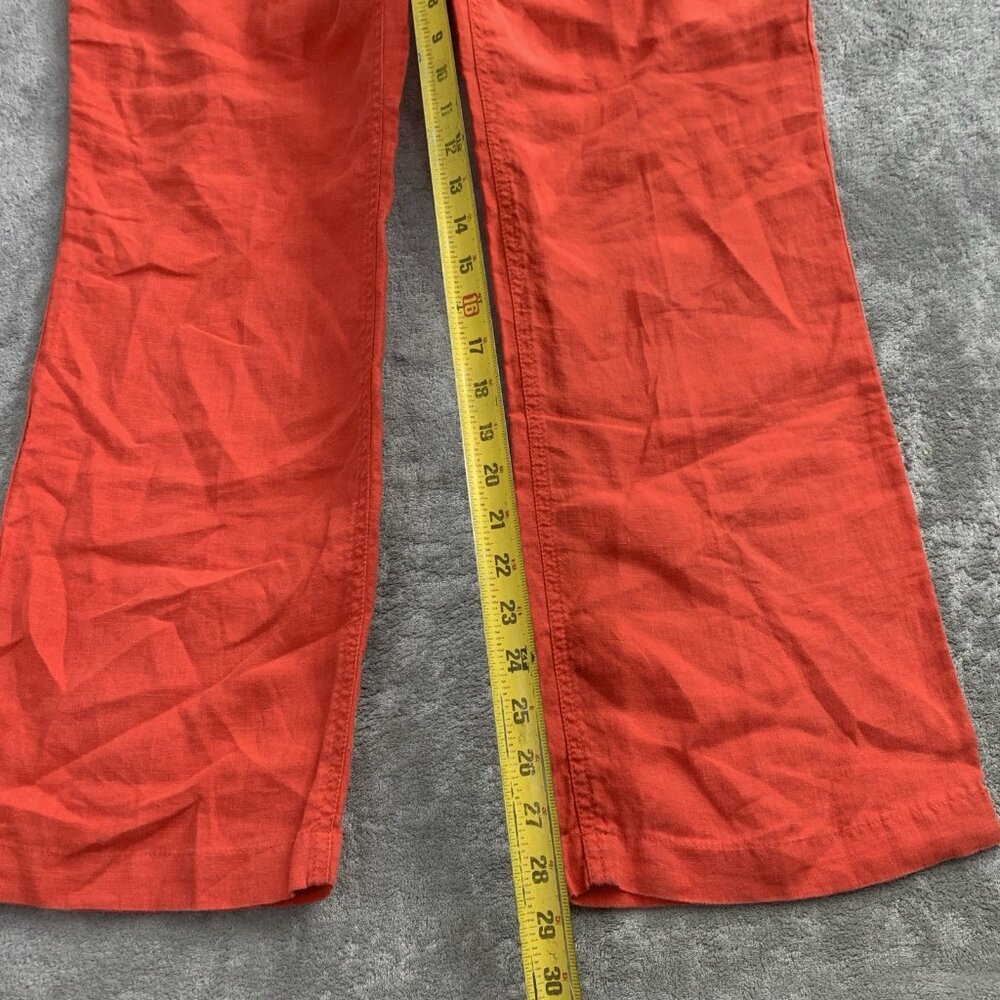 Eileen Fisher Pants Womens Small Linen Blend Orange Casual High Rise Trousers - Picture 4 of 11